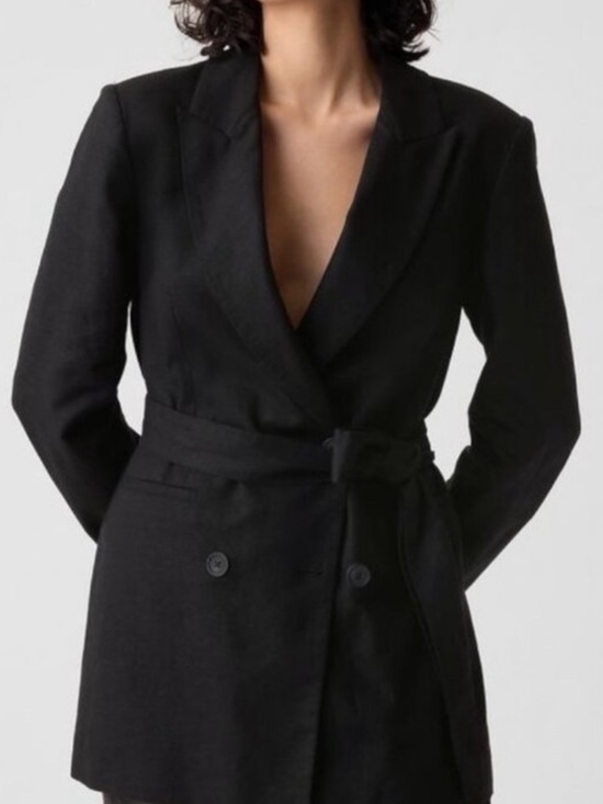 GAP Jackets & Blazers - Black Belted Linen blend Women's Blazer Jacket